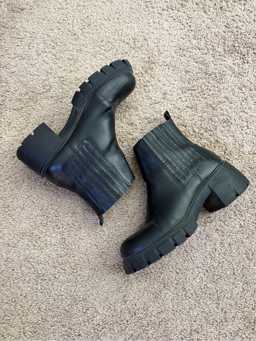 Steve Madden Black Lug-Sole Chelsea Booties